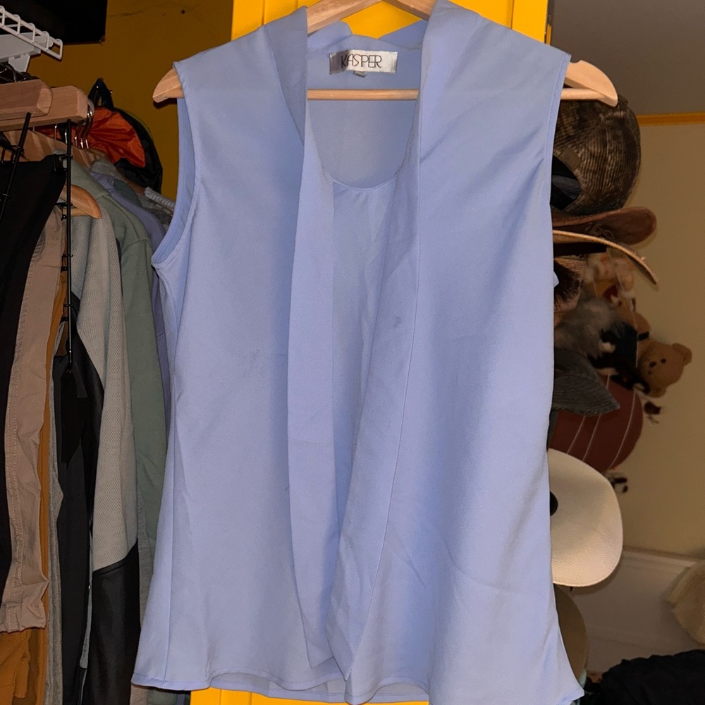 Kasper Light Blue Sleeveless Blouse